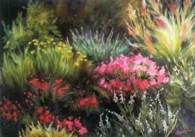 Azalea Garden, oil on paper, 24 in. x 24 in.