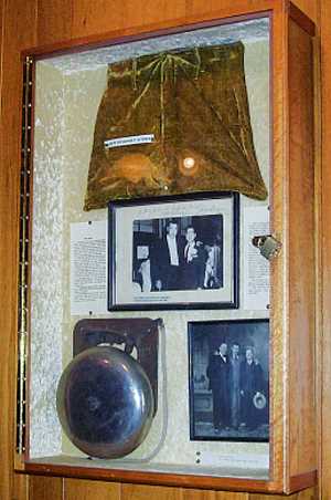 Dempsey's boxing trunks and the ring bell from his Salida fight hold an honored place at the Salida Elks' Lodge.