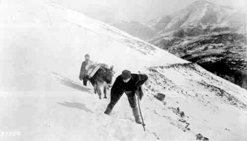 Climbing Pike's Peak in the winter of 1890, courtesy National Archives