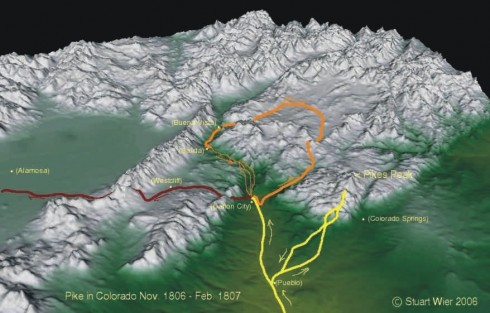 Pike's route in Colorado, by Stuwart Weir