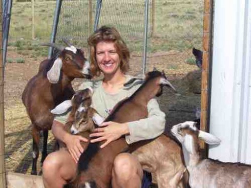 Patty LaTaille with her goats.