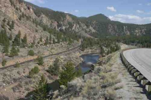 Old stage road is still apparent below tracks near Granite in 2006 photo.