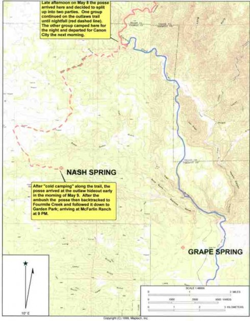 Map of possible sites for the death of Vivan Espinosa.