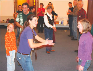 Dancers of all ages enjoying a contra held recently in Leadville.