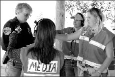 Custer County radio students covering a mock emergency event at the  high school last year.