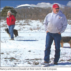 Nancy and Steve Oswald at their ranch near Cotopaxi.
