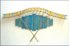  Temple of Blue Clouds, Bamboo wood, color, 34x60x7”, 2009, by Bea Strawn.