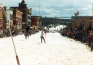 Harrison Avenue converted into a ski-joring course