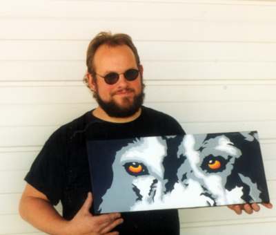 Steve Flynn with pet portrait
