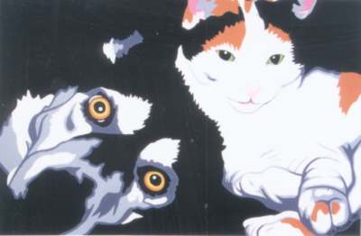 PALS by Steve Flynn. Acrylic on plywood 1999. 45 in x 30 in