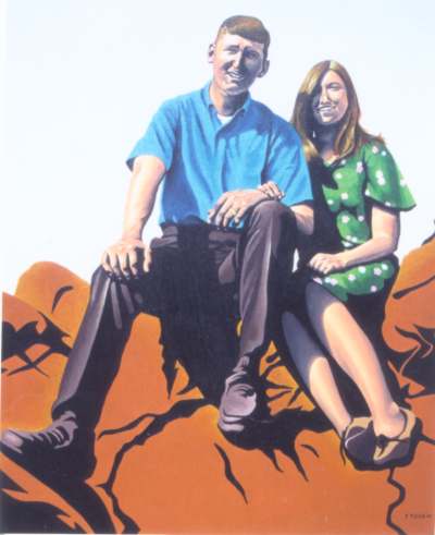 KATHY AND RAY by Steve Flynn. Acrylic on canvas 2000. 30 in x 40 in