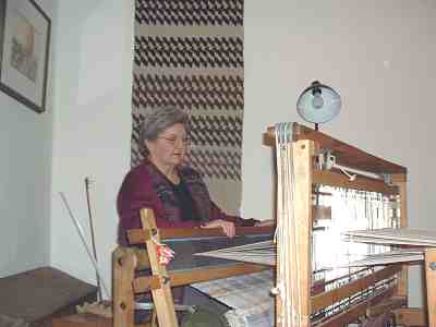 Ginger Ferris at her loom
