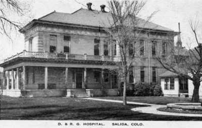 Salida Hospital in the 1920s from Salida Regional Library Local History Archives.