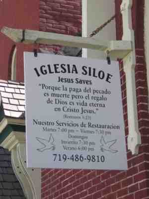 Spanish-speaking church services on Harrison Avenue]