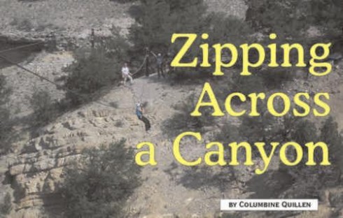 Columbine on a zip line across Lost Canyon
