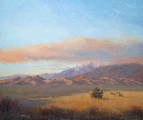 Dunes and Deer, 24 x 20 inches, oil on linen, by David Montgomery