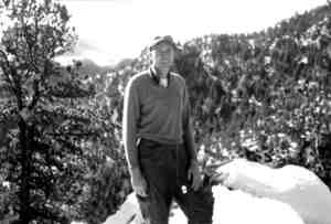 Francis Eickelman on a Colorado Mountain Club hike in the 1950s, probably on the Highline Trail]