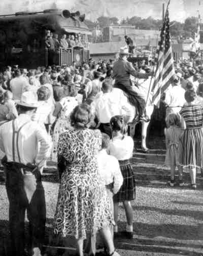 Truman campaigning in 1948, from Truman Library.