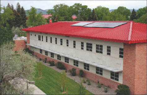 Solar panels on the renovated Kelley Hall at Western State College. Photo courtesy of Western State College