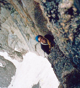 Bill on the first solo ascent of The Diamond, Longs Peak, Colorado, 1970.