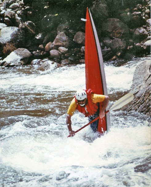 Byars doing a pirouette at Indo rock in the Numbers section of the Arkansas River in 1983.