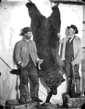 Wharton Pigg and James Anthony are pictured with the carcass of Old Mose. The Royal Gorge Regional Museum and History Center. 
