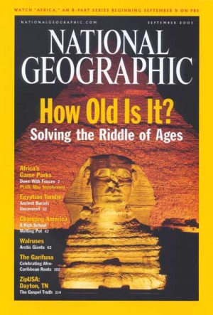 Ellzey’s photograph of the Sphinx and pyramid of King Khafre was selected for the September 2001 cover of National Geographic to represent the featured article about new methods for dating antiquities.
