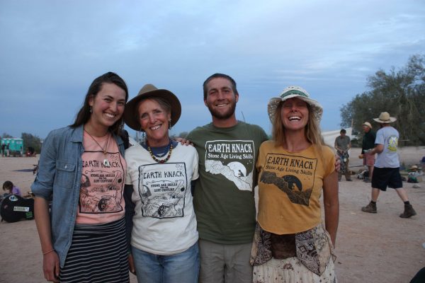 Jillian, Candy Carlson and Sam and Robin Liebl are all grins in Earth Knack T-shirts at the 2015 Wintercount Gathering in Maricopa, Arizona. Courtesy photos.
