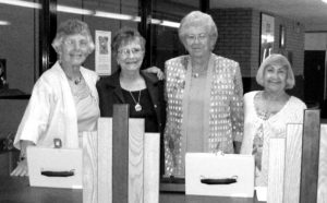 Julia Litz, Volunteer Coordinator; Mary Lou McCausey and Marlene Givan, box office ticket sales; and Jean Hanfelt, Administrator. (2012)