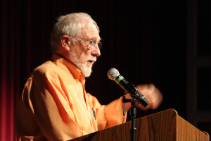 Pulitzer Prize-winning author and poet Gary Snyder gives the keynote speech at the 25th Headwaters Conference at Western State in Gunnison on Sept. 20, 2014. Photo by Mike Rosso.